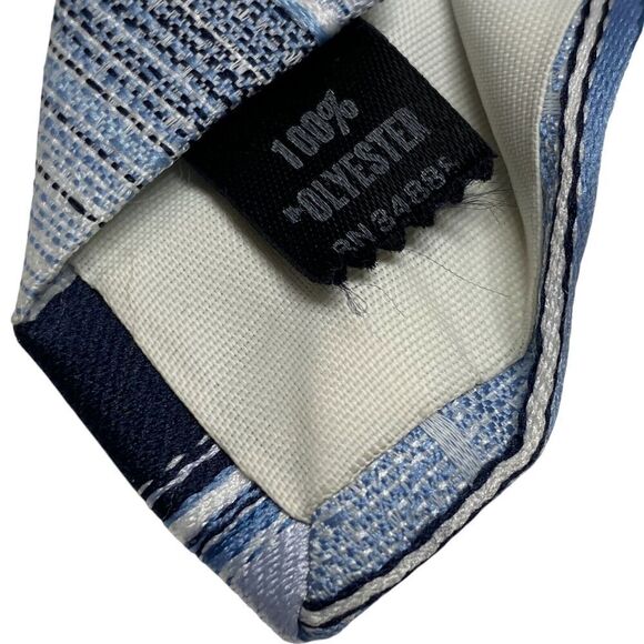 Vtg Sears Fashion Collection Tie Necktie Skinny Polyester Blue Striped Office - Picture 4 of 7